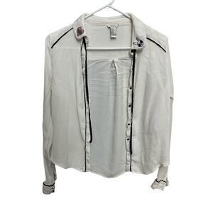 Forever 21 White Shirt with Embroidered Collar